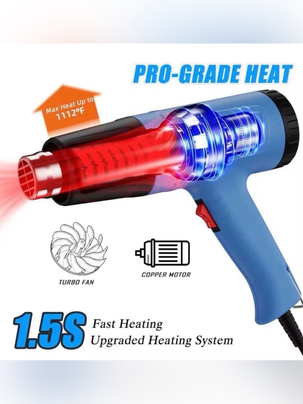 Blue Hot Air Gun - Electric Heat Tool - Picture 6 of 7